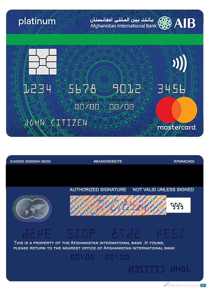 Download Afghanistan international bank mastercard platinum islamic card Photoshop template